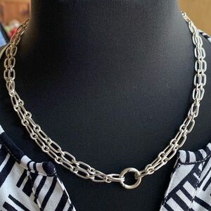 Brighton brushed silver link‎ double strand collar necklace